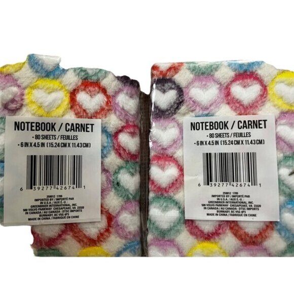Bundle of 2 Fuzzy Hearts Notepads 80 Pages Multi Color Fuzzy - Picture 3 of 11